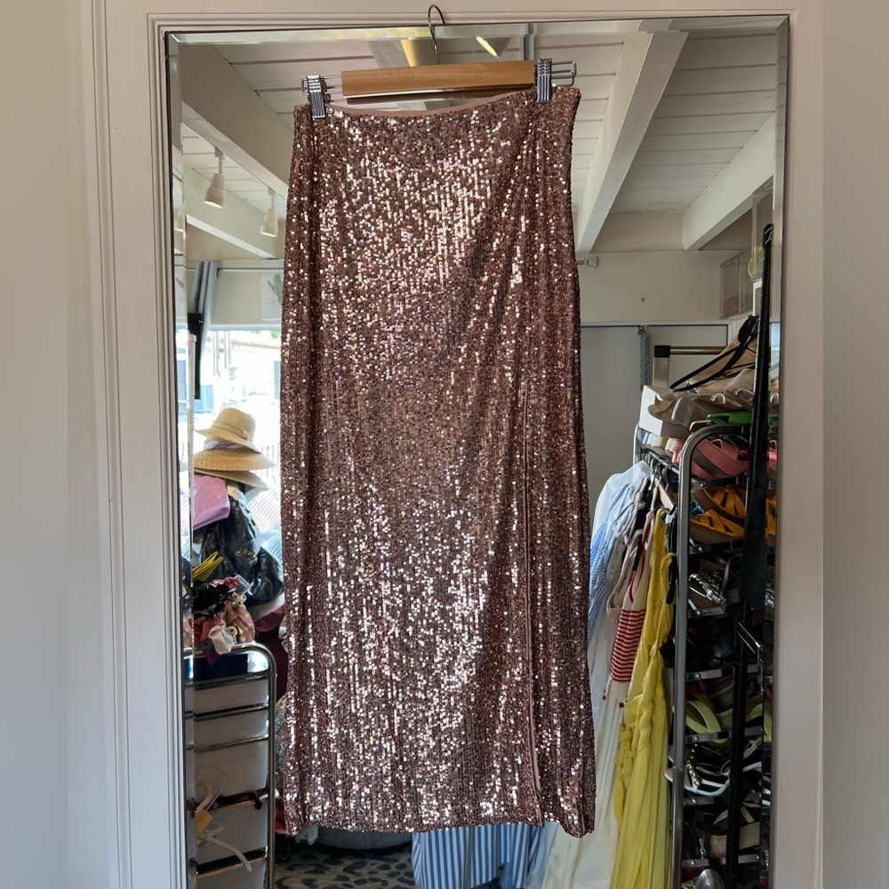 Free People Gold Sequin Maxi Skirt Cocktail